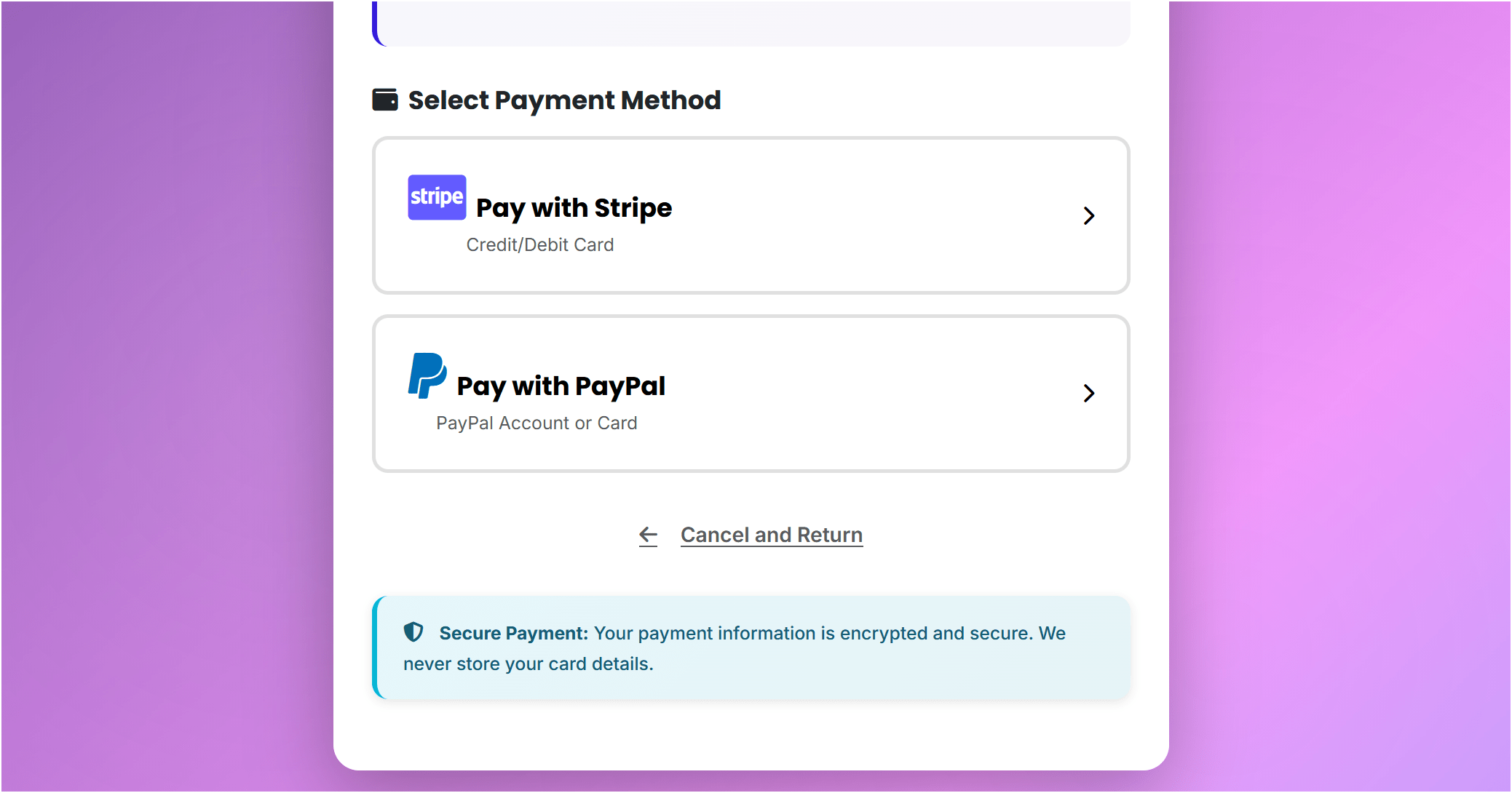 Payment integration in appointment booking demo